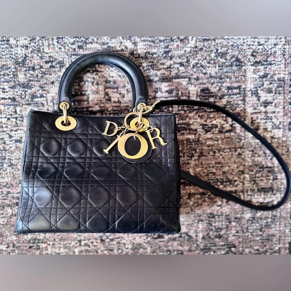 RARE Vintage Dior Lady Dior Bag Medium Cannage - Picture 6 of 13